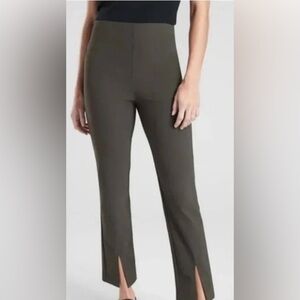 Athleta Wander Slim Straight Pants Women’s Size 6 Arbor Olive Green Front Slits